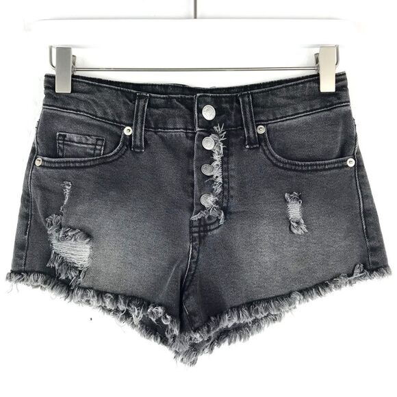 Wild Fable Black Washed Destructed Denim Shorts 00 - Picture 1 of 4